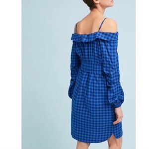 Anthropologie Open Shoulder Flannel Shirt Dress